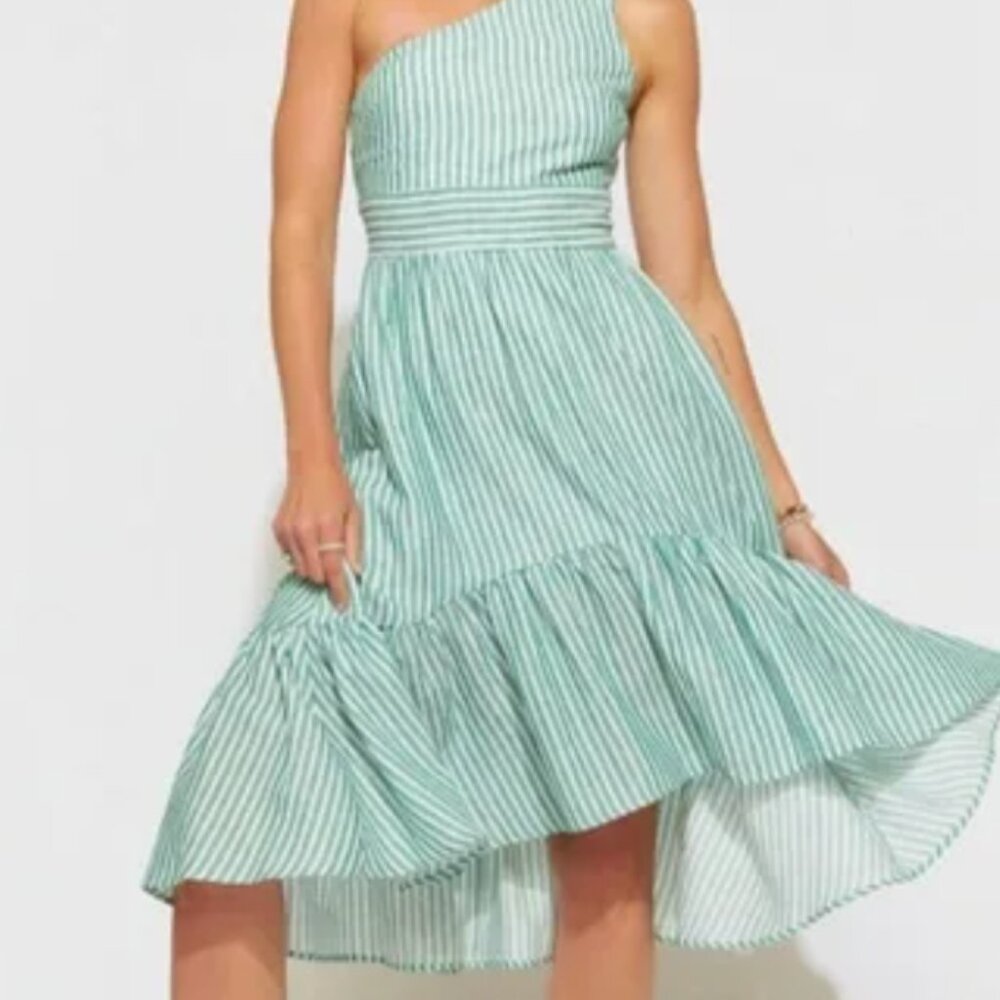 Sloane Striped One Shoulder Midi Dress by Francesca's Size S